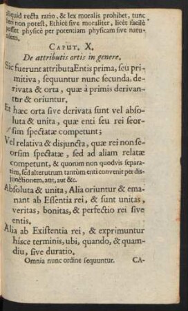 Caput. X. De attributis ortis in genere.
