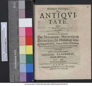 Dissertatio Philologica De Antiquitate