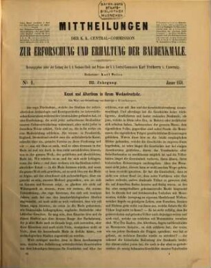 Mittheilungen der K.K. Central-Commission zur Erforschung und Erhaltung der Baudenkmale. 3. 1858