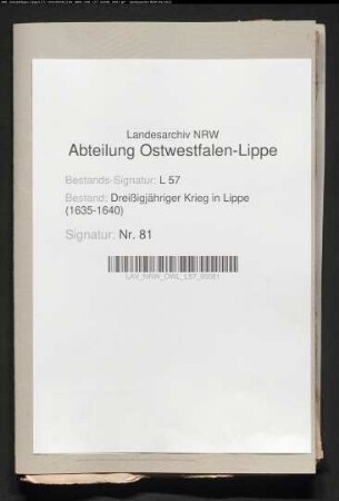Kriegsdrangsale und Klagen der Ämter Schwalenberg, Varenholz und Blomberg