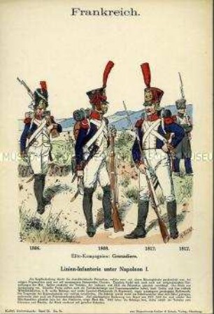 Uniformdarstellung, Grenadiere der Linien-Infanterie, Erstes Kaiserreich Frankreich, 1806/1812.