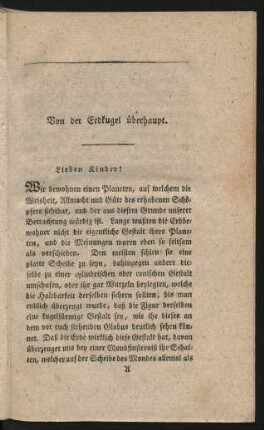 Von der Erdkugel überhaupt