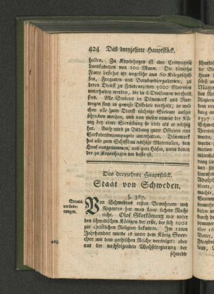 Das dreyzehnte Hauptstück. Staat von Schweden.