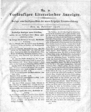 Vorläufige Anzeigen neuer Schriften, welche bis zur künftigen Oster-Messe 1806. erscheinen sollen.