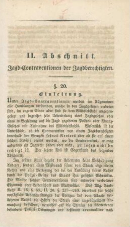 II. Abschnitt. Jagd-Contraventionen der Jagdberechtigten