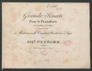 Grande Sonate Pour le Pianoforte avec Violon (non obligé) : Oeuv. 16.