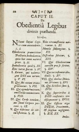 Caput II. De Obedientia Legibus divinis præstanda