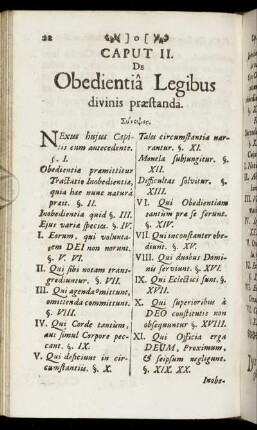 Caput II. De Obedientia Legibus divinis præstanda