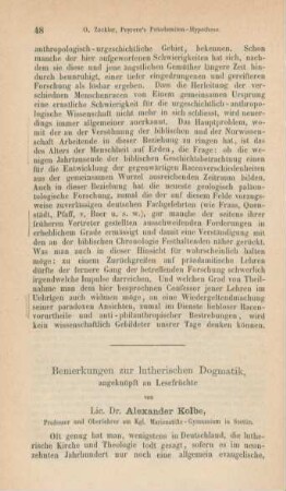 48-56 Bemerkungen zur lutherischen Dogmatik : angeknüpft an Lesefrüchte
