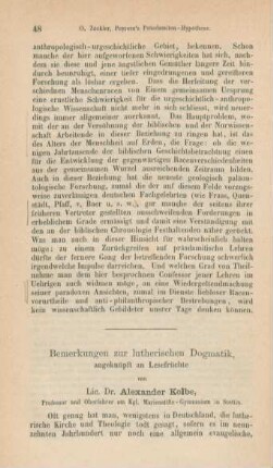 48-56 Bemerkungen zur lutherischen Dogmatik : angeknüpft an Lesefrüchte