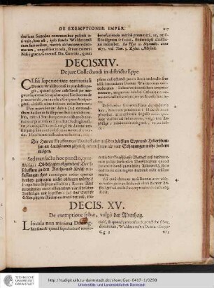 Decis. XIV. De Jure Collectandi in districtu Eppe