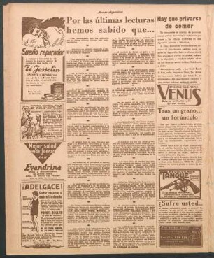 Por las últimas lecturas hemos sabido que...
