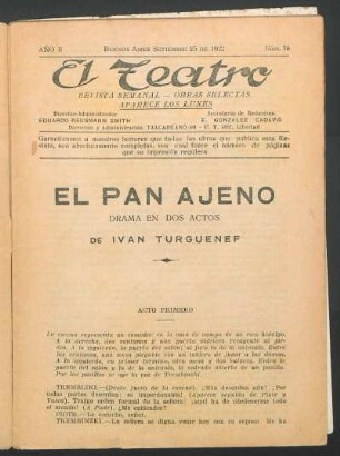 1922007800: El pan ajeno : drama en dos actos