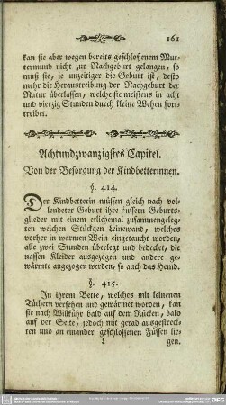 Achtundzwanzigstes Capitel. Von der Besorgung der Kindbetterinnen