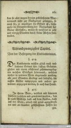 Achtundzwanzigstes Capitel. Von der Besorgung der Kindbetterinnen