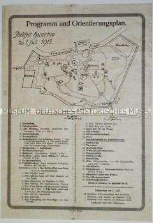 Programm und Orientierungsplan zum Parkfest in Hainichen; Hainichen, 6.-7.Juli 1913