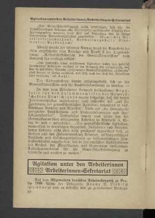 Agitation unter den Arbeiterinnen Arbeiterinnen-Sekretariat