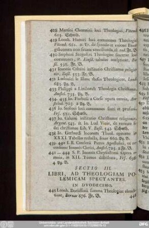 Sectio III. Libri, Ad Theologiam Polemicam Spectantes.