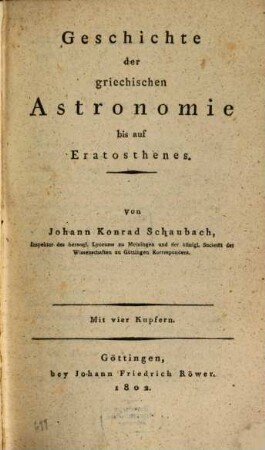 Geschichte der griechischen Astronomie bis auf Eratosthenes