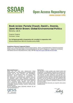 Book review: Pamela Chasek, David L. Downie, Janet Welsh Brown: Global Environmental Politics