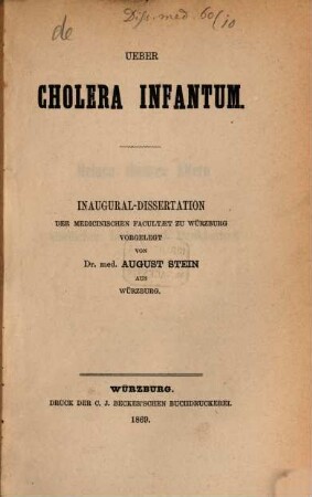Ueber Cholera infantum