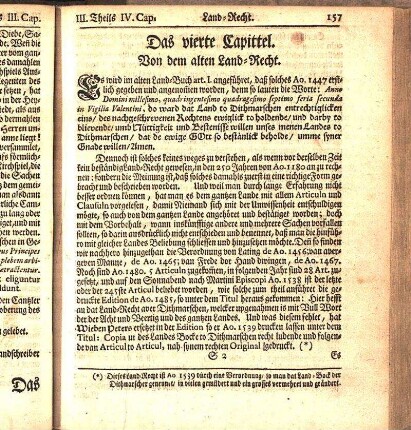 Das viertel Capittel. Von dem alten Land-Recht.