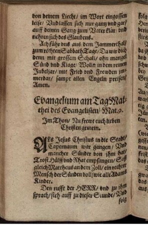 Evangelium am Tag Matthei des Evangelisten/ Mat. 9.