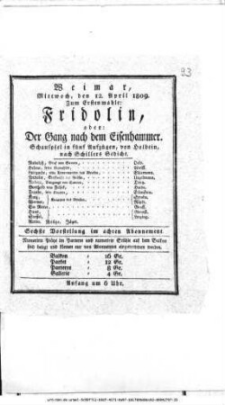 Fridolin, oder: Der Gang nach dem Eisenhammer