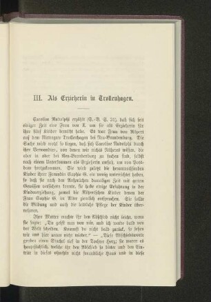 III. Als Erzieherin in Trollenhagen.