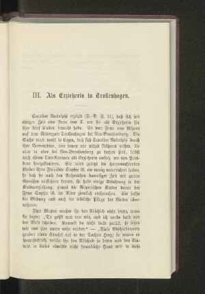 III. Als Erzieherin in Trollenhagen.