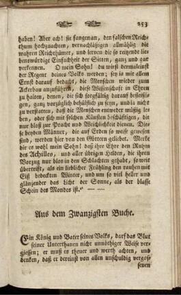 Aus dem Zwanzigsten Buche. - Aus dem Zwey und zwanzigsten Buche.