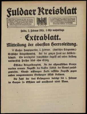 Zweite Ausgabe vom Freitag, den 05. Februar 1915.
