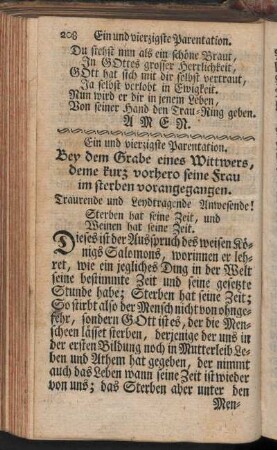 Ein und vierzigste - Fünfzigste Parentation