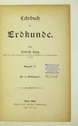 Lehrbuch der Erdkunde