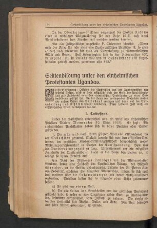 Sektenbildung unter den einheimischen Protestanten Ugandas