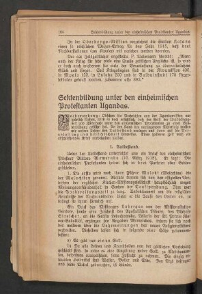 Sektenbildung unter den einheimischen Protestanten Ugandas