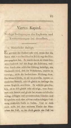 Viertes Kapitel. Nöthige Bedingungen der Euphonie und Voraussetzungen bei derselben