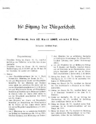 16te Sitzung der Bürgerschaft.