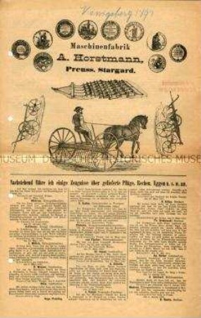 Zeugnisse über gelieferte Pflüge, Rechen, Eggen, u. s. w.