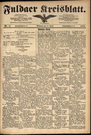Zweite Ausgabe vom Mittwoch, den 15. April 1903.