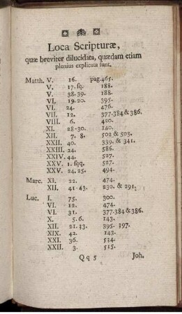 Loca Scripturæ, quæ breviter dilucidata, quædam etiam plenius explicata sunt.