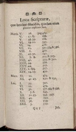 Loca Scripturæ, quæ breviter dilucidata, quædam etiam plenius explicata sunt.