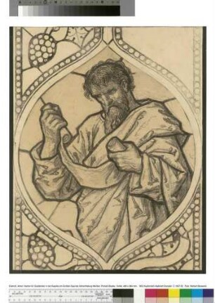Karton für Glasfenster in der Kapelle am Großen Saal der Albrechtsburg Meißen: Prophet Obadia