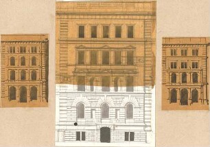 Gmelin, Leopold; Sammlung Gmelin: Handzeichnungen - Folio 2 - verschiedene Häuserfassaden (Teilansichten)