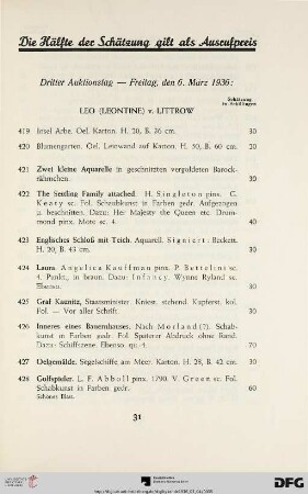 Dritter Auktionstag – Freitag, den 6. März 1936 (Nr. 419-629)