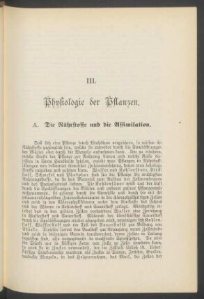 III. Physiologie der Pflanzen.