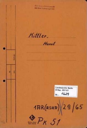 Personenheft Horst Kittler (*12.02.1910), Polizeiobersekretär und SS-Untersturmführer