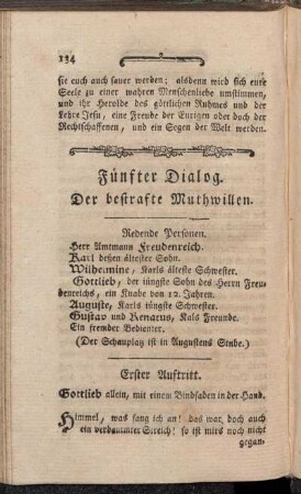 Fünfter Dialog. Der bestrafte Muthwillen.