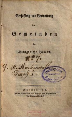 Die Gemeinde-Wahlordnung im Königreiche Baiern