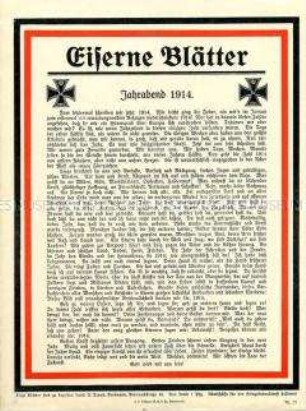 Eiserne Blätter Nr. 12 - Jahrabend 1914